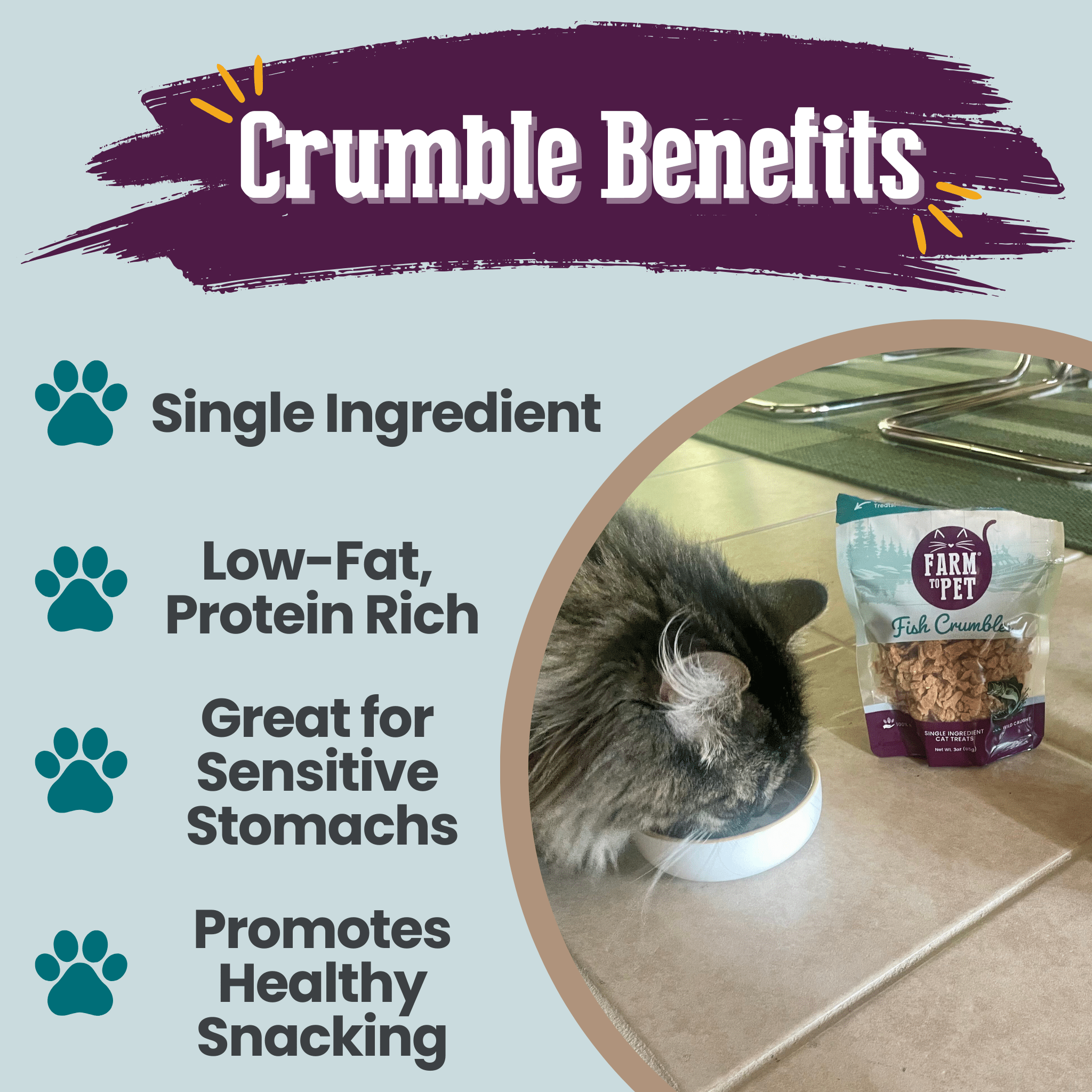 Fish Crumbles for Cats | All-Natural Fish Cat Treats Farm To Pet