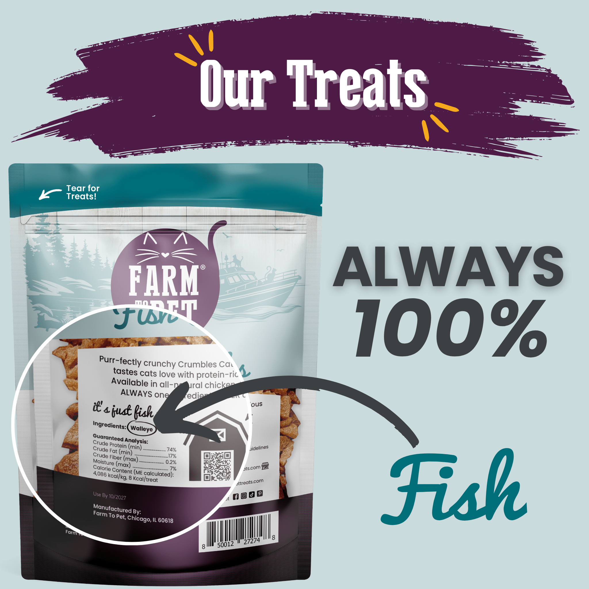 Fish Crumbles for Cats | All-Natural Fish Cat Treats Farm To Pet