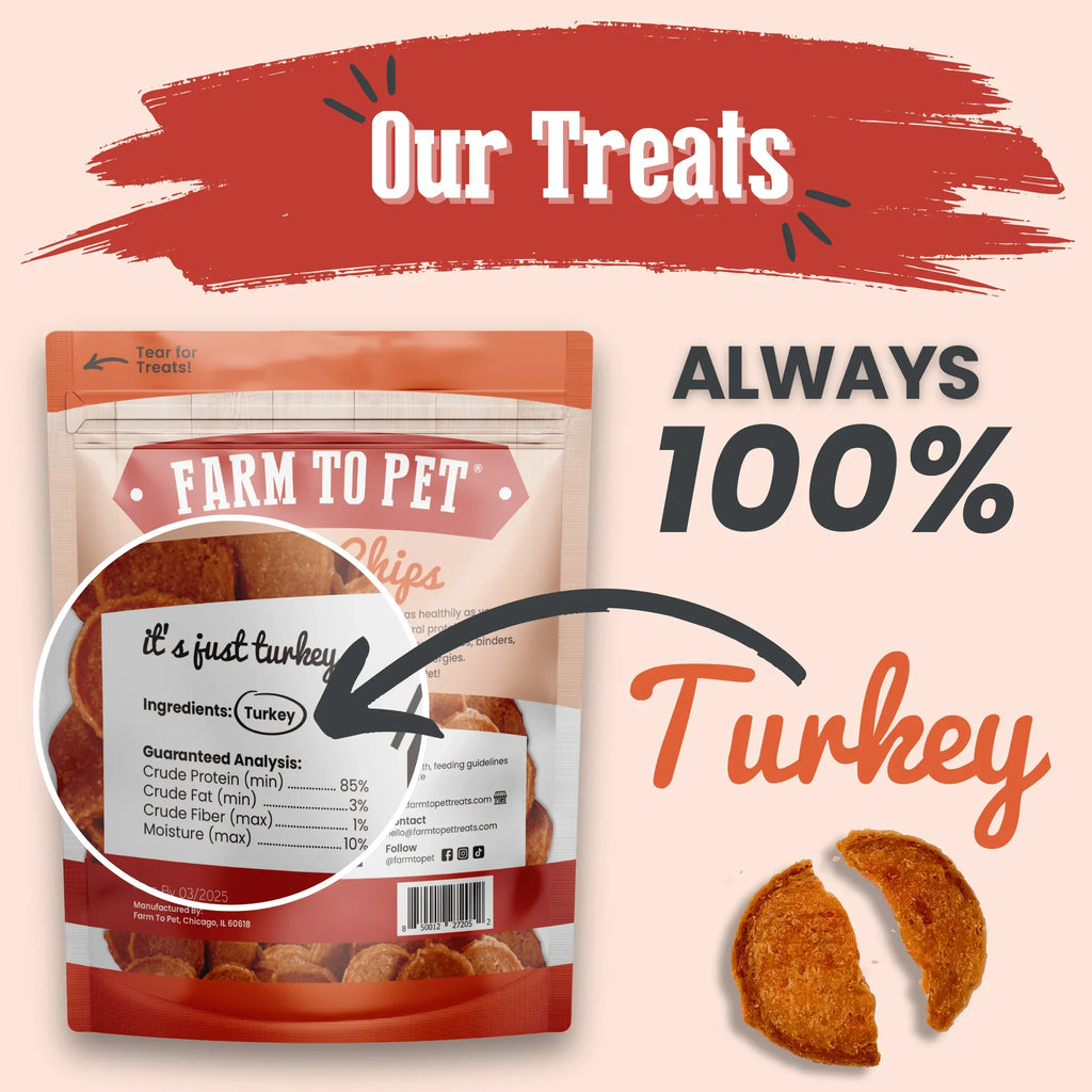 Turkey Chips for Dogs | All-Natural Single-Ingredient Healthy Dog Treats Farm To Pet