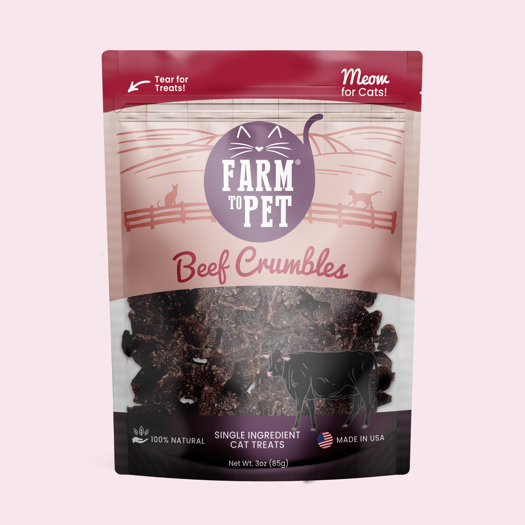 Beef Crumbles Cat Treats | High Protein Treats for Cats Farm To Pet