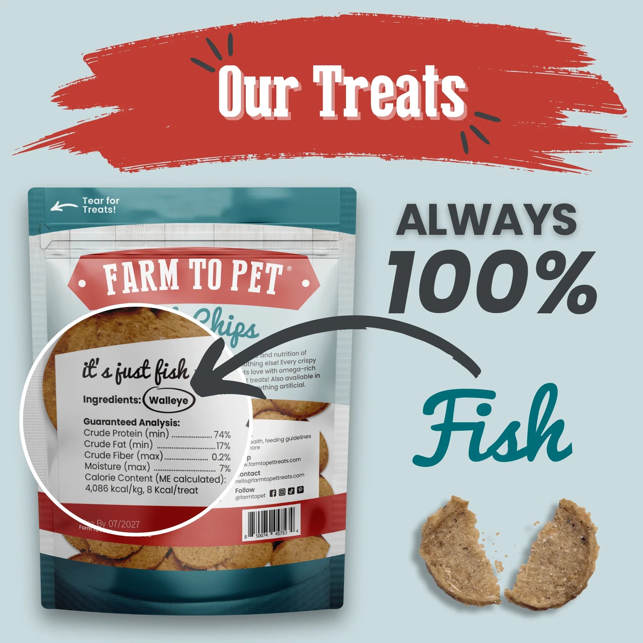 Fish Chips for Dogs | Wild-Caught Fish Dog Treats Farm To Pet